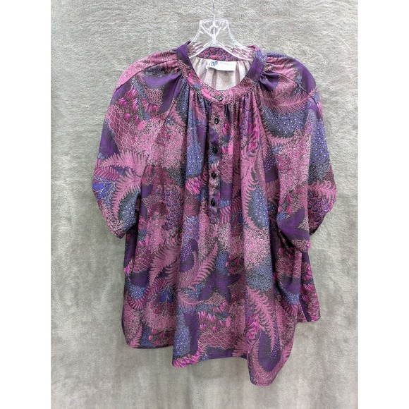 Tops - Vintage Popover Top Womens 2X (Estimated) Tie Sleeves Flaw (pics)‎